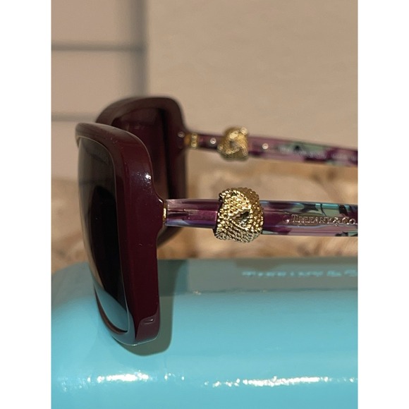 Tiffany & Co TF4102 Sunglasses Burgundy/Dark Cherry & Gold Square - Picture 3 of 11